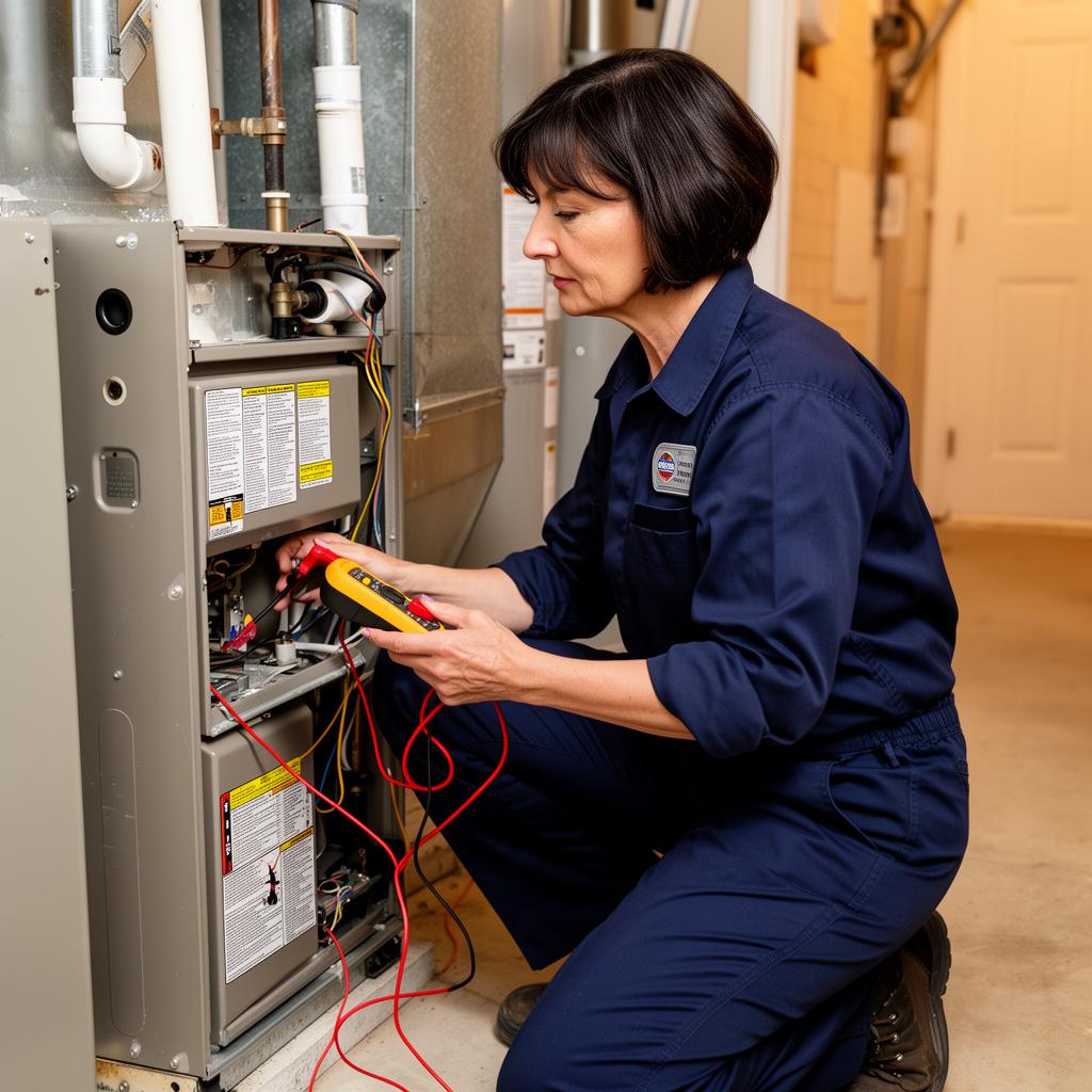 HVAC technician working on a residential system