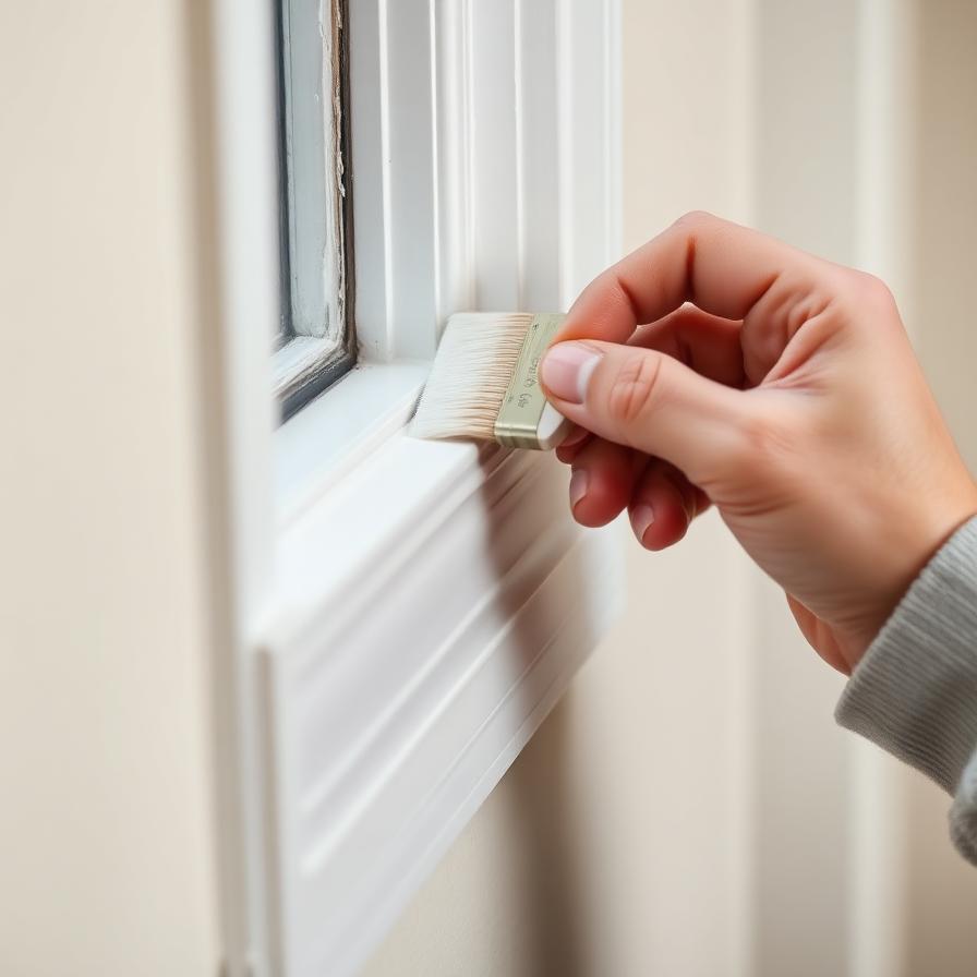 Painter cutting in trim detail work on an Orlando home