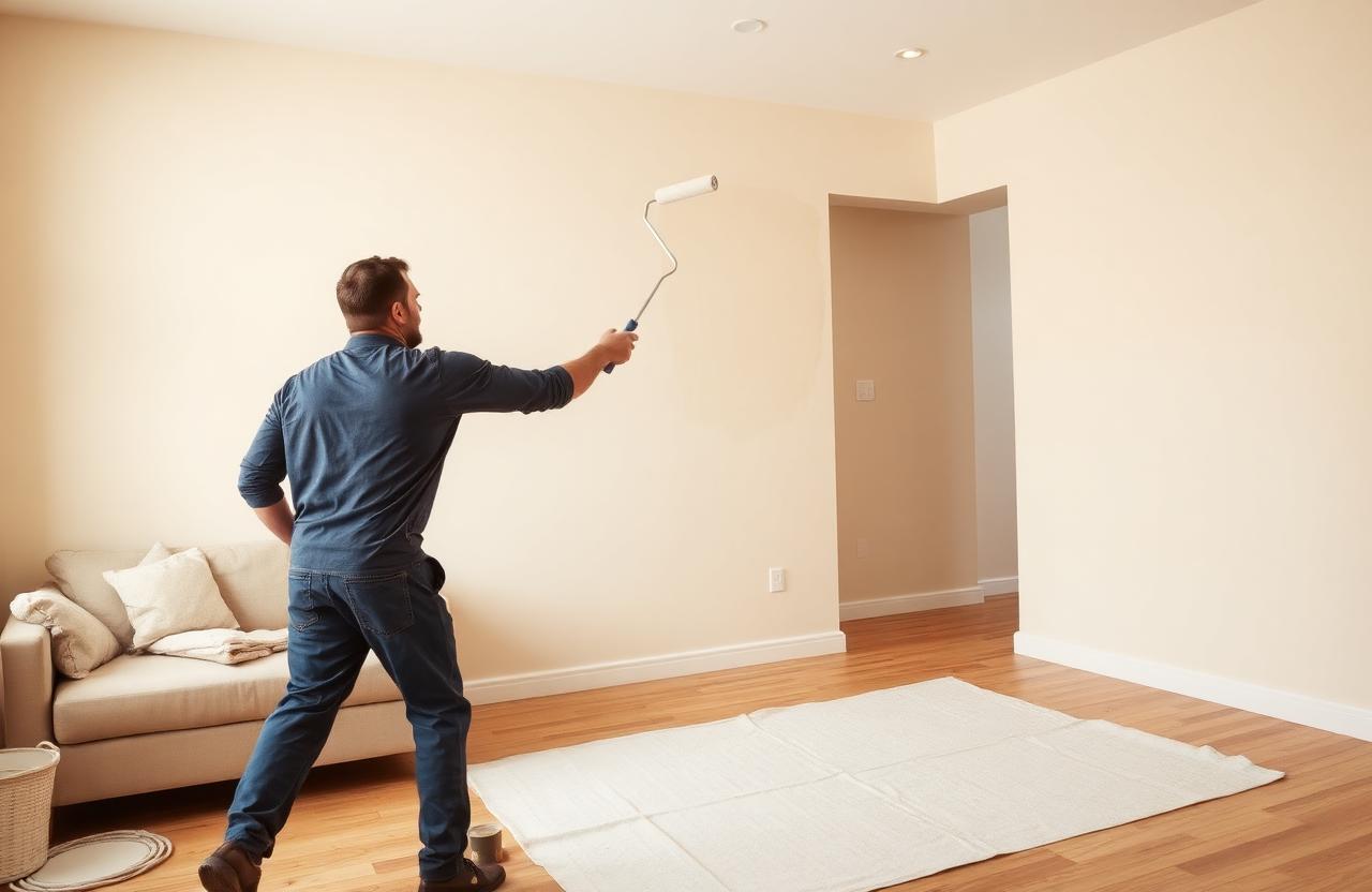 Fresh Coat painter rolling a fresh coat of paint on an Orlando interior wall